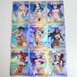 9Pcs/Set Pokemon Marnie May Nemona Nessa Sonia Dawn Swimwear Cards Self Made Anime Game Characters Collection DIY Flash Card Toy