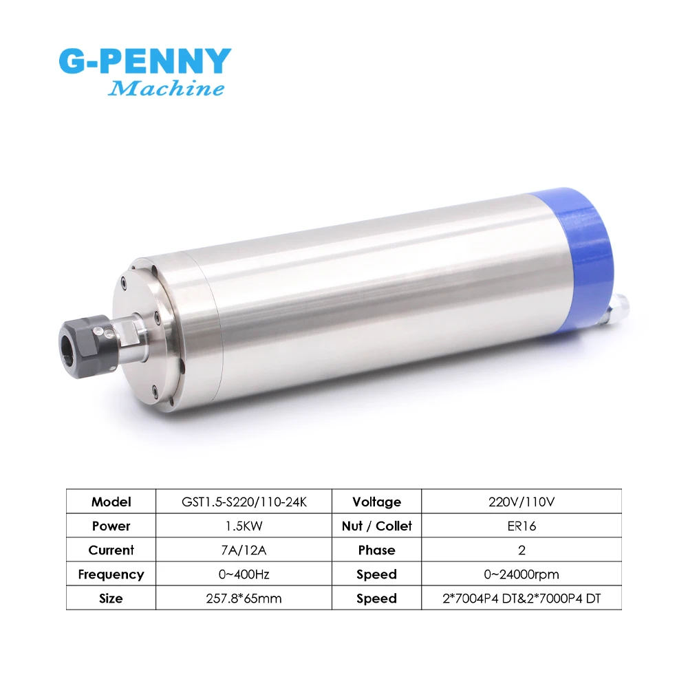 Imagem -03 - G-penny Water Cooled Spindle Motor Kit Preciso e Freqüência de Acionamento 75w Suporte da Bomba 1.5kw d 65 mm Pcs Rolamentos 0.01 mm Er16