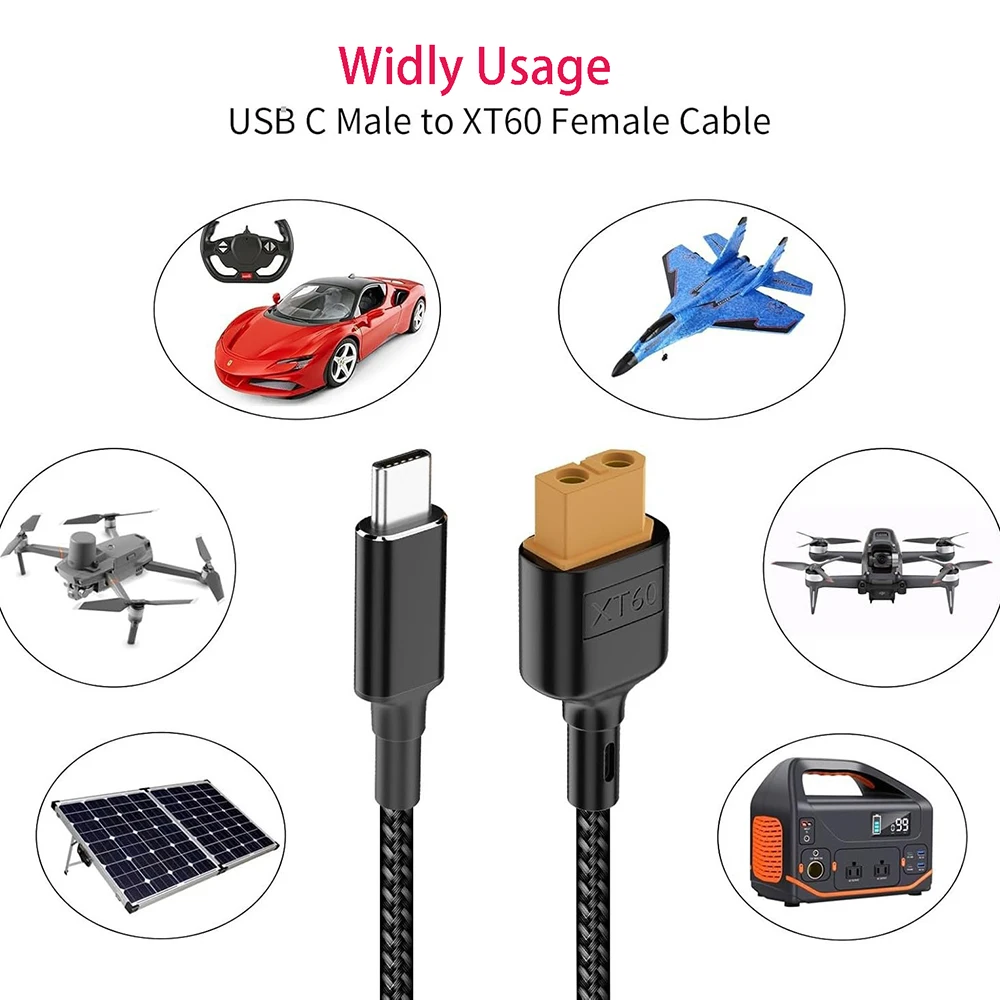 Type C to XT60 USB C Charging Plug Unidirectional Power Convert Adapter for Engergy Storage Power Solar Panels Model Aircraft