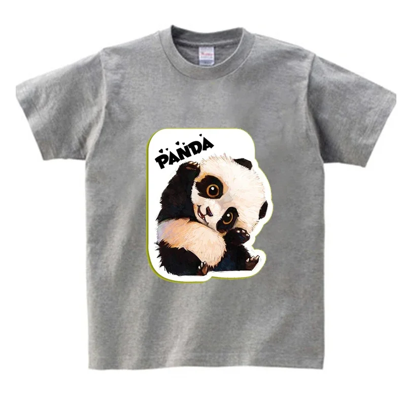 2024 Kinder Baumwolle T-Shirt Jungen und Mädchen Tops T-Shirt Cartoon Panda kurz ärmel ige Kinder Sommer Freizeit kleidung Kinder T-Shirt