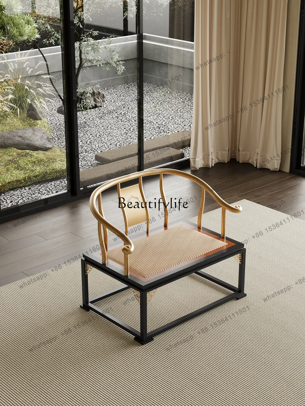 XX New Chinese Zen Za-Zen Chair Retro Cross Leg Round-Backed Armchair