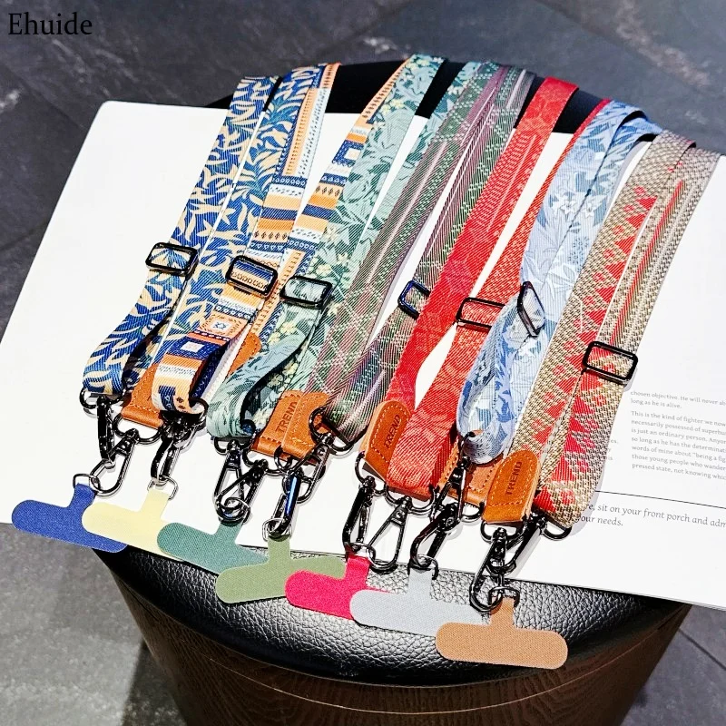 Böhmische Verstellbare Umhängekordel Handgelenkschlaufe Handyhülle Ethnische Mode Universeller Diebstahlschutz-Patch Zwei Haken Seil
