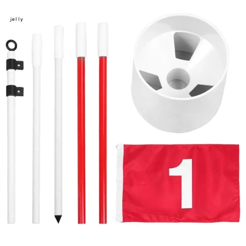 448C Golfs Hole Cup Nylon Golfs Flags Set Portable Flagstick Putting Green Flags Double-Sided Numbered Golfs Flags and Hole Cup