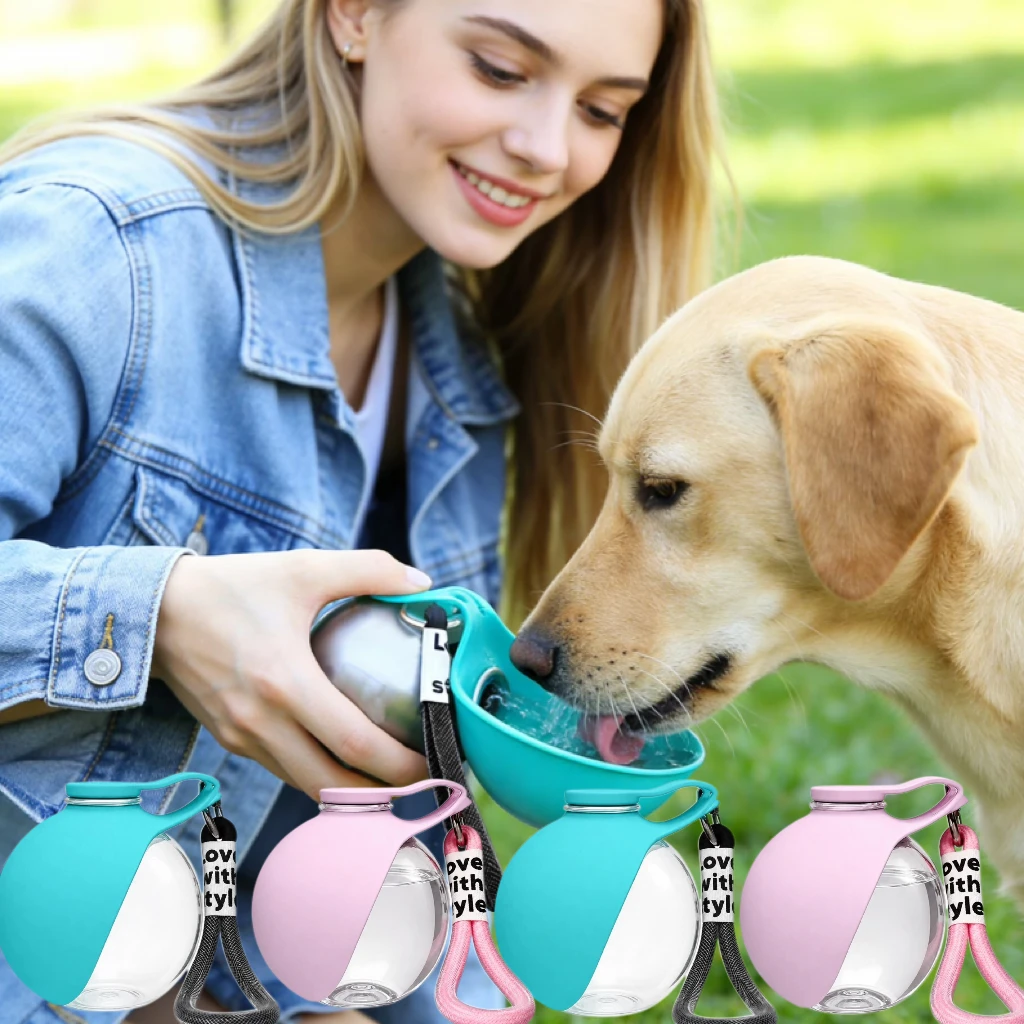 Creative Portable Outdoor Pet Water Cup Leak Proof Compact Dog Travel Walking Drinking Bowl 2-in-1 Pet Silicone Hiking Feeders