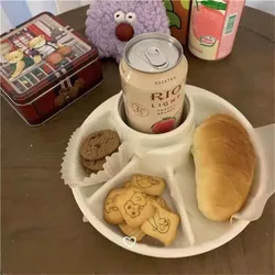 21cm Breakfast Divided Plate Portable Barbecue Picnic Tray Portion Control Plate for Healthy Eating for Adults Kids