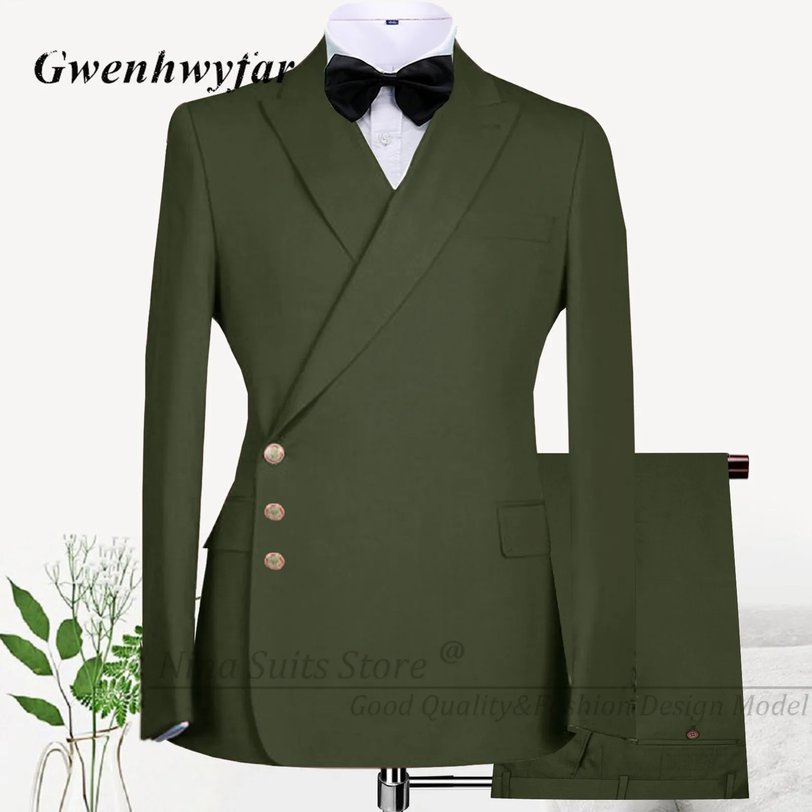Gwenhwyfar 2026 New Designed Three Side Buttons Blazer Fashion Men Suits Formal Costume Homme Italy Style Groom Wedding Tuxedos