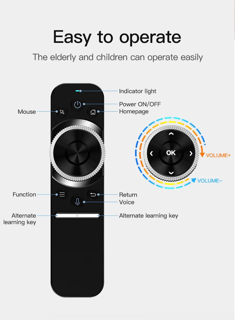 Pop W1s 2.4G Wireless Gyroscope Air Mouse Voice Remote ControlEnglish Mini Keyboard For Android Smart TV Box PC