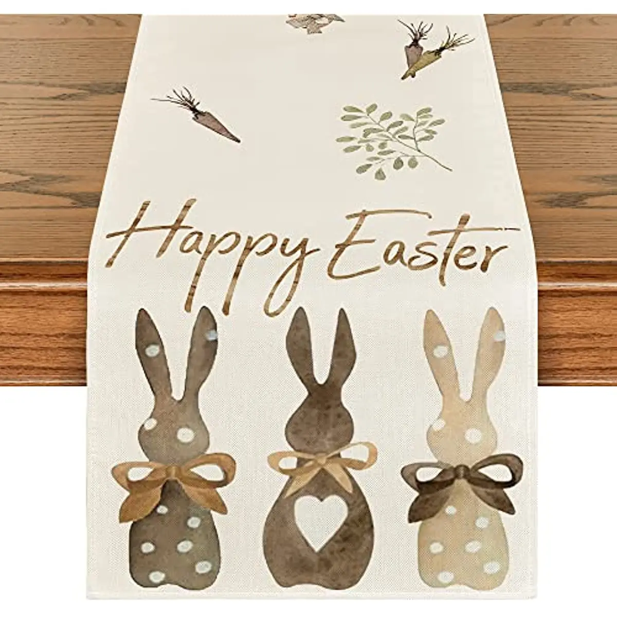 Carrots Rabbit Bunny Happy Easter Linen Table Runner Summer Holiday Kitchen Dining   for Home Party Decor