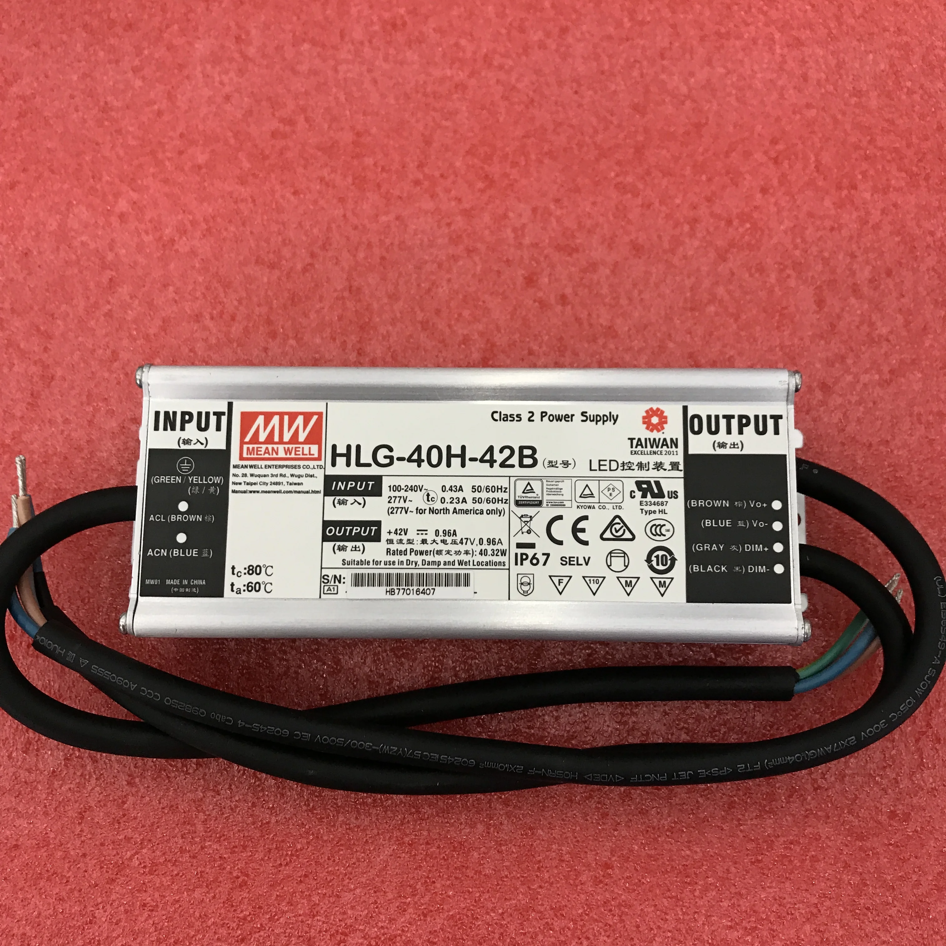 MEAN 40W Constant Voltage + Constant Current LED Driver Dimming type  HLG-40H B 12v 15v 20v 24v 30v 36v 42v 48v 54v