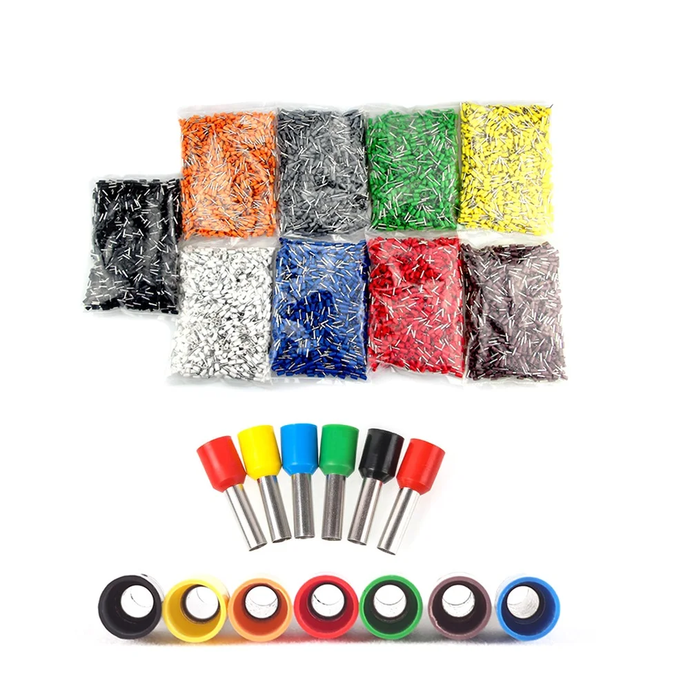 50/100/200pcs VE Insulated Ferrules Terminal Block Cord End Wire Connector A.W.G. 10~22 Electrical Crimp Terminator For 0.3~6mm2