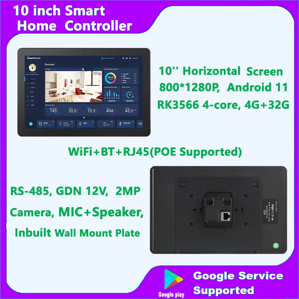 

10.1 Inch Camera Smart Home Control Panel Android Smart Home System RS-485 GDN12V Inwall Installation