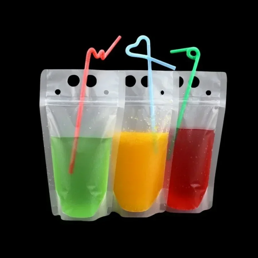 StoBag Wholesale Frosted Transparent Drinking Liquid Packaging Straw Bags Plastic Juice Storage Beverage Sealed Pouches