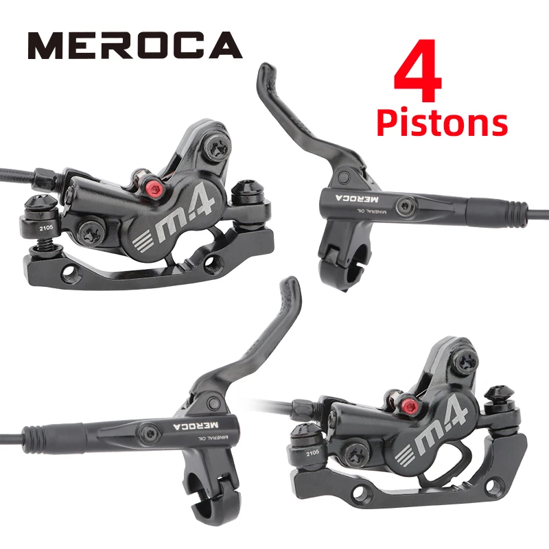 MEROCA M4 MTB Bike Brake Hydraulic Disc Brake 4 Piston 160mm Rotor Meatal Pad Mineral Oil For AM Enduro Bicycle E4 ZEE M8120