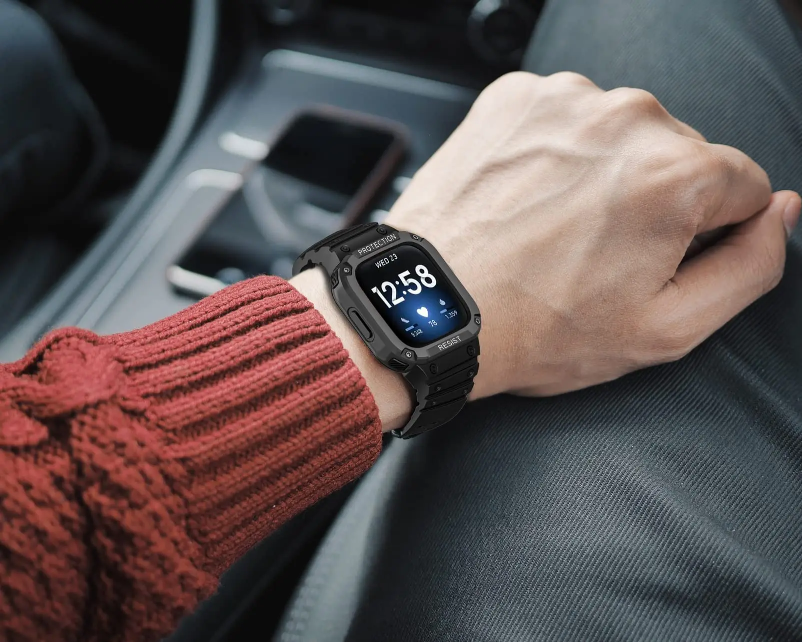 Ремешок для Fitbit Versa1234, ремешок «Все в одном» с защитным чехлом, ремешок для наручных часов Versa Lite/Sense, противоударный ремешок из ТПУ для занятий спортом