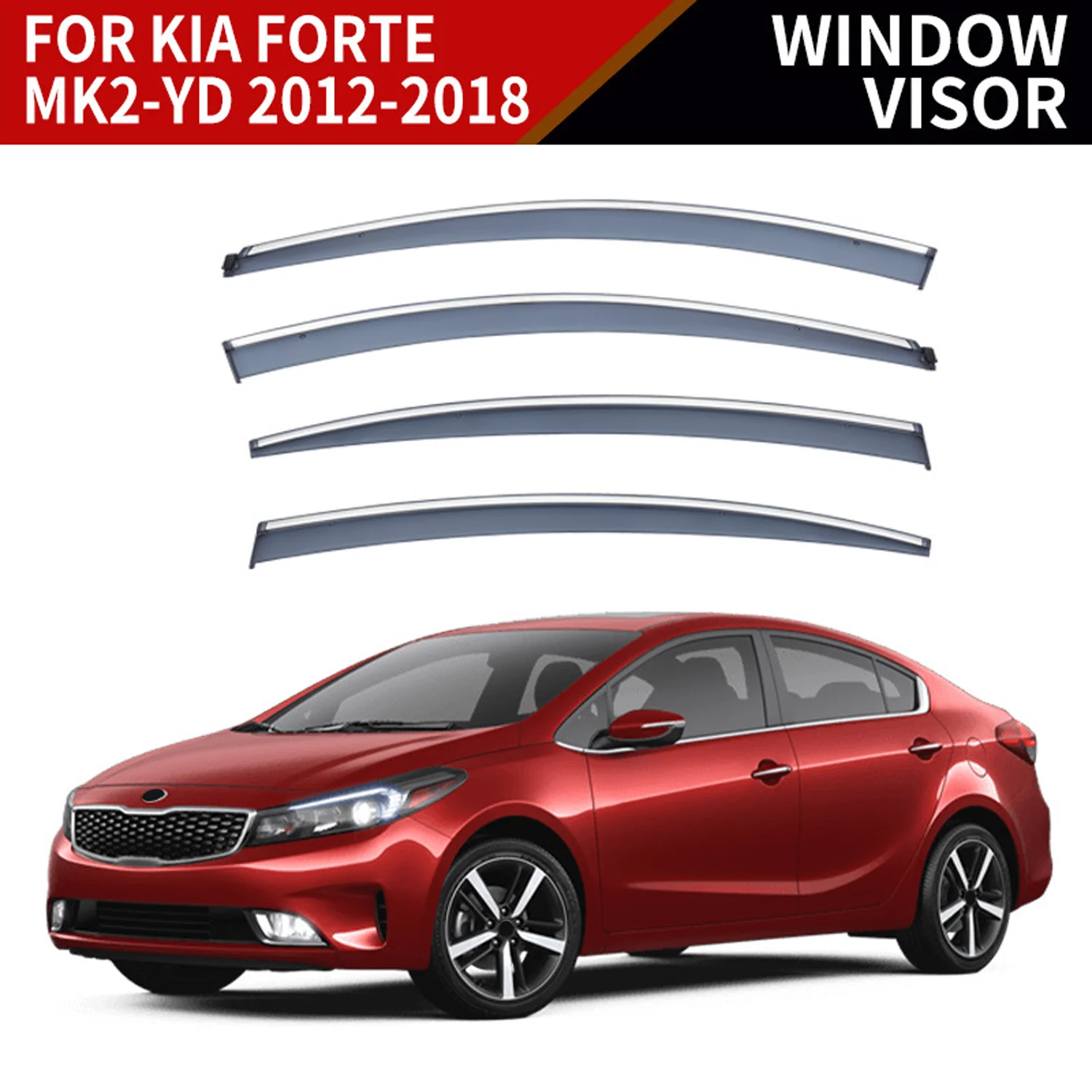

Хромированные полоски, защита от дождя для KIA Forte YD 2012-2018, оконный козырек, ветровые дефлекторы, дверной козырек, вентиляционные шторы, вентиляционный козырек