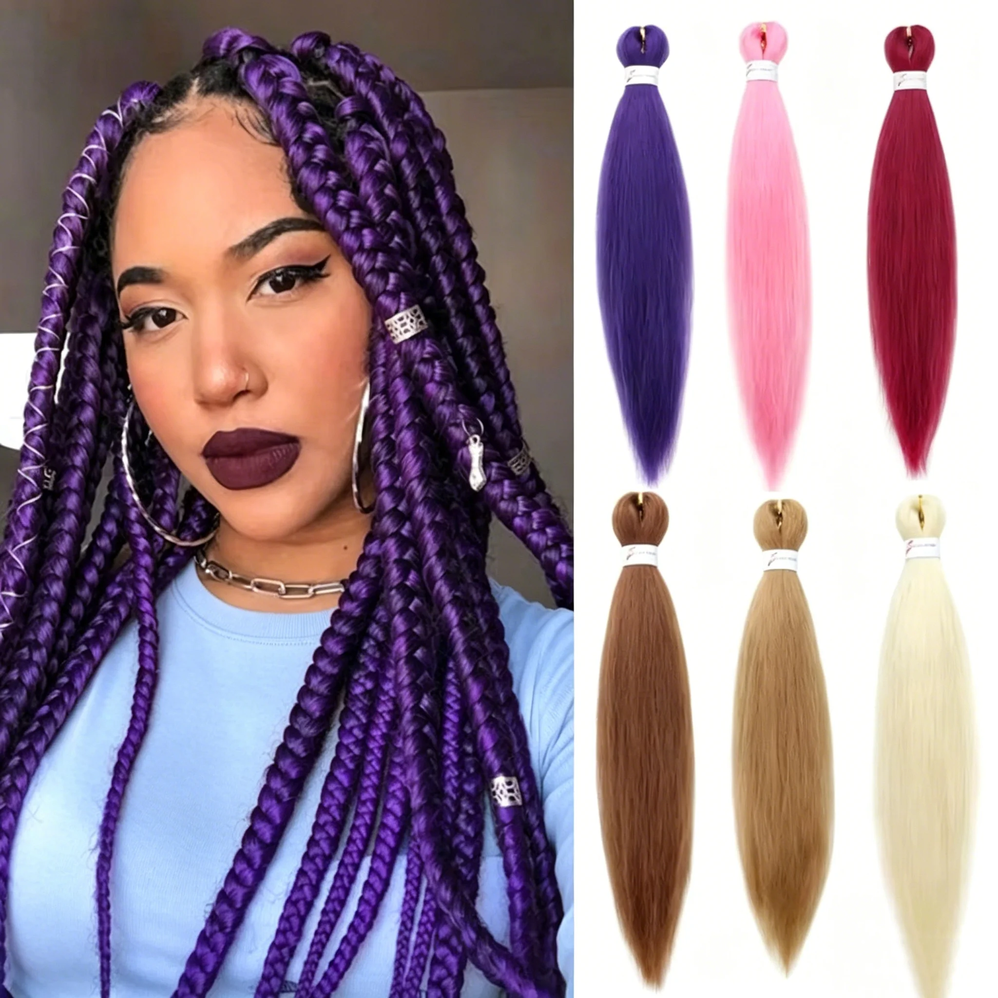 Synthetic  Braiding Hair Pre Stretched 20Inch Hair Extension Jumbo Braids Hair For Crochet Passion Twist Hair 1Pcs