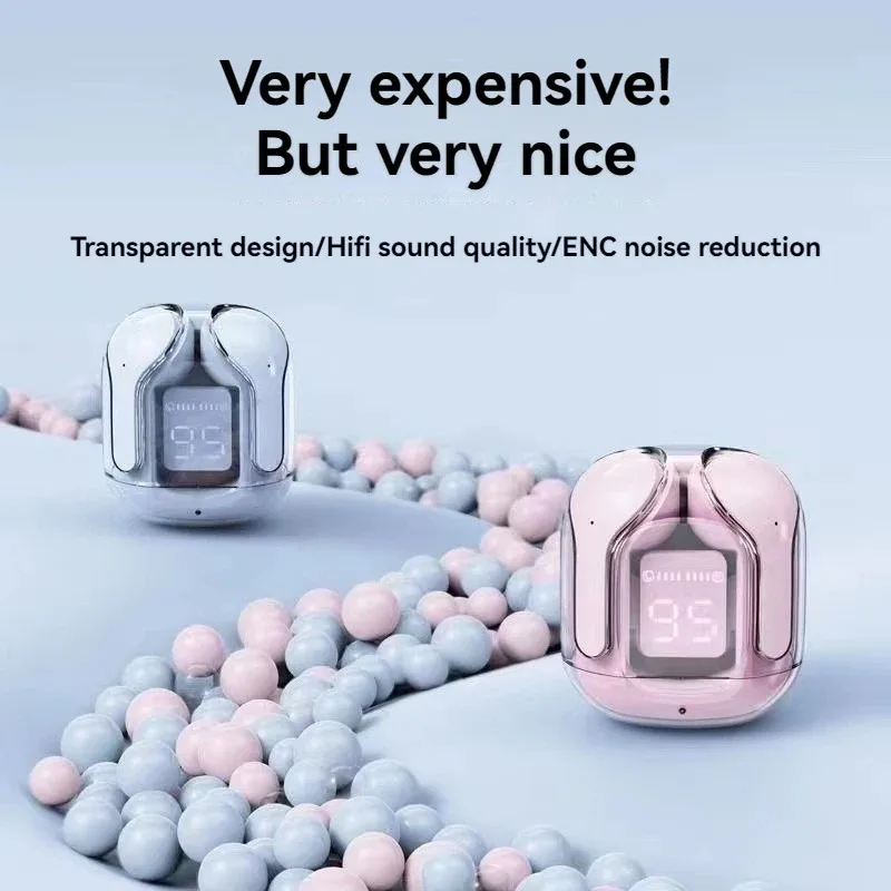 Auricolare Bluetooth wireless Air 31 Alimentazione LED Display digitale Sport Stereo Design trasparente Qualità audio Hifi per tutti i telefoni