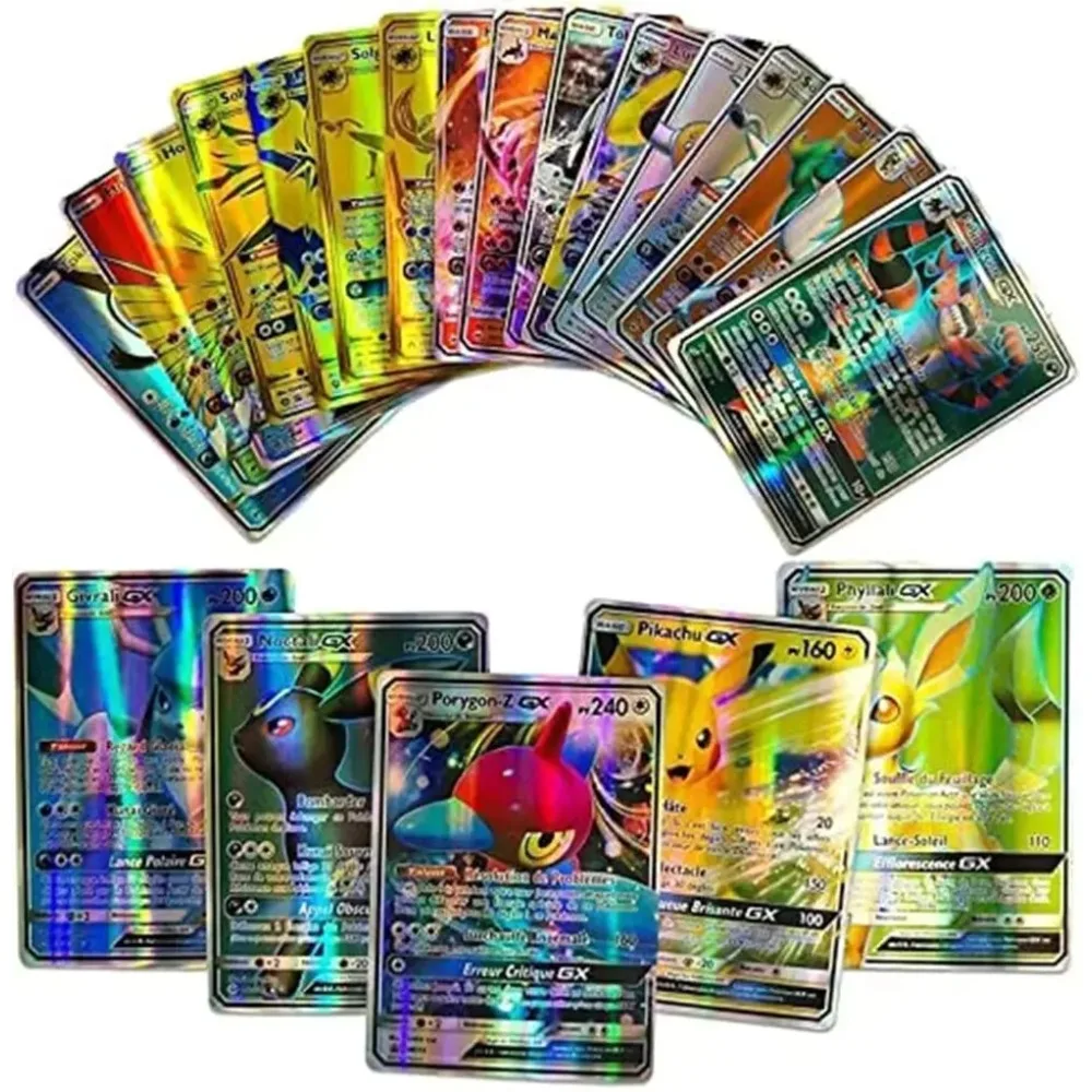 

100 шт. блестящие карты покемонов GX Vmax Mewtwo Arceus Charizard VSTAR, коллекция торговых битв, настольная игра, подарок для детей и взрослых