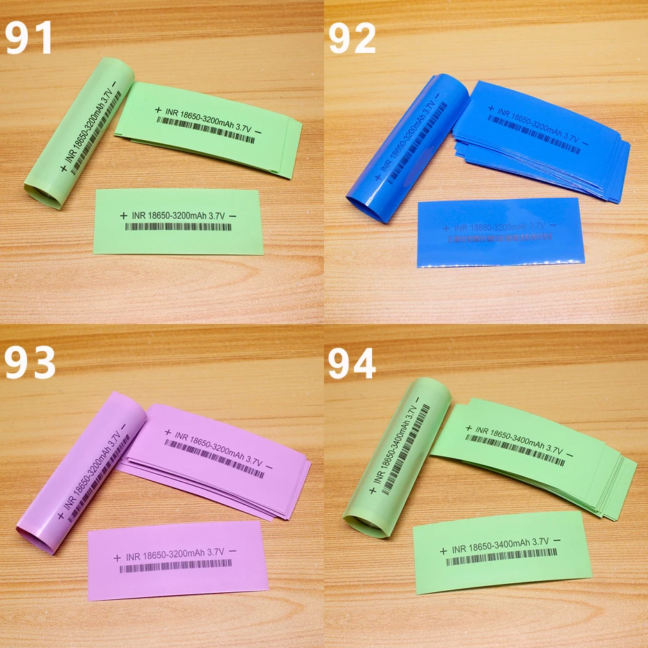 100pcs/lot Battery packaging skin 18650 lithium battery PVC heat shrinkable sleeve packaging skin shrink film insulation sleeve