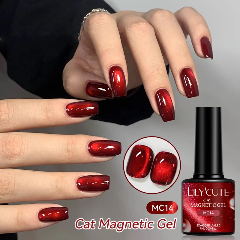 LILYCUTE 7ml chat rouge Gel magnétique vernis à ongles paillettes couverture complète vernis Semi Permanent UV/LED tremper les ongles Art