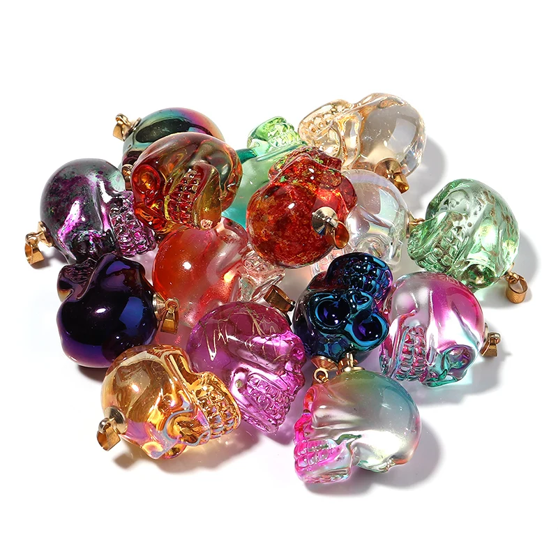 Punk Lampwork Skull Necklace Pendants Multicolour Skeleton Pendant Charms Statement For Men Male Jewelry Men Necklace Charms