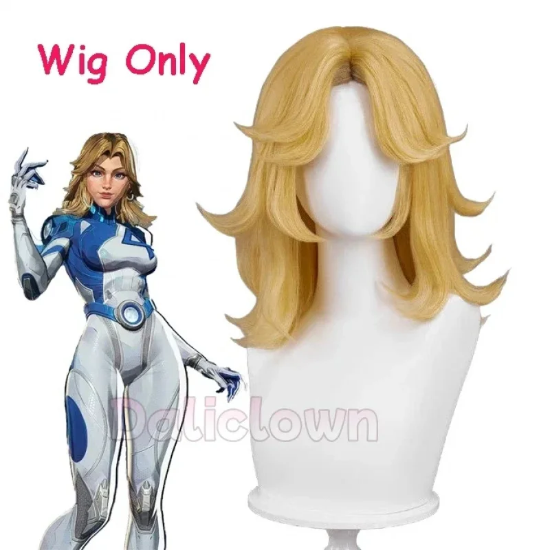 Costume de cosplay Invisible Woman de Susan Storm, Perruque, Combinaison Zentai de super-héroïne des Quatre Fantastiques, Combinaison de fête d'Halloween