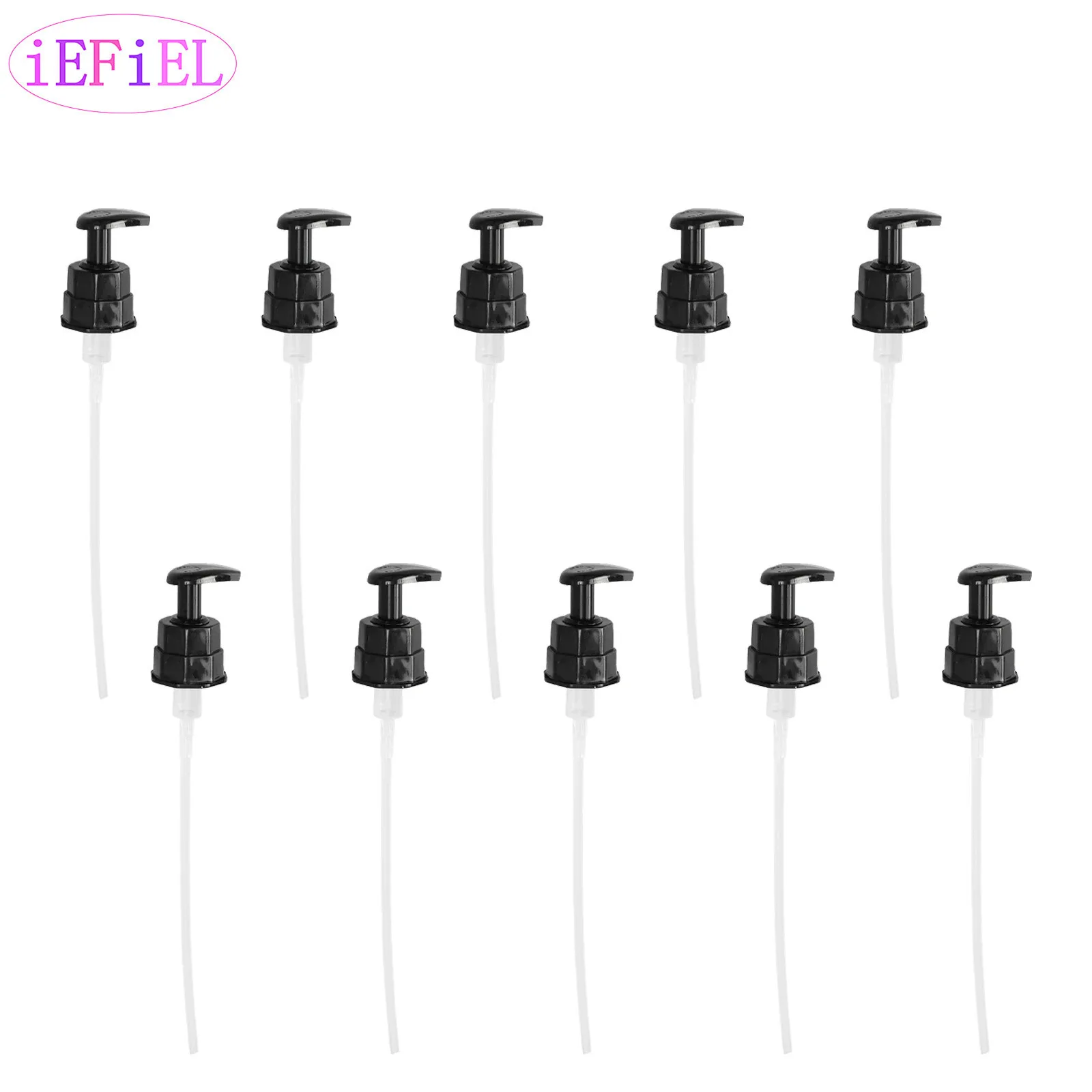 10Pcs Dispenser Pump Head Kitchen Push-type Liquid Press Pump Extruder with Two Dip Tubes for Oyster Oil Jam Ketchup Bottles