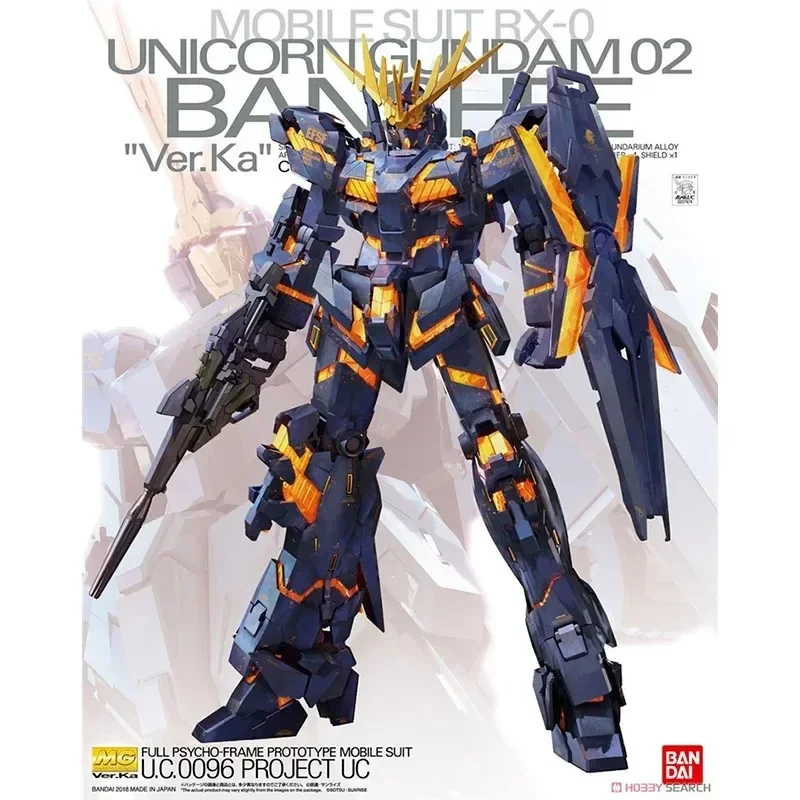 Originele Bandai Gundam MG 1/100 EENHOORN Gundam 02 BANSHEE Ver.Ka Montage Anime Action Figure Model Speelgoed Collectie Cadeau Op Voorraad