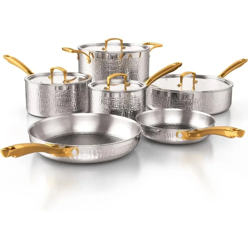 

Pots and Pans Hammered Kitchen Cookware, Compatible Professional Grade Cooking Cooking Appliances Kitchen Appliances