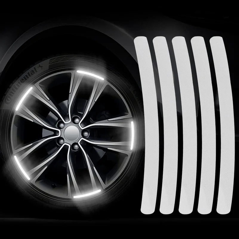 20/40pcs Car Wheel Reflective Stickers Tire Hub Safety Warning Strips Car Motorcycle Bike Tyre Hub Styling Night Reflector Decal