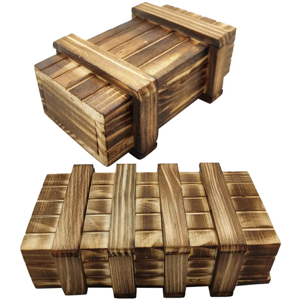 

2Pcs Wooden Puzzle Box Intelligence Challenge Multiple Ways to Open Hidden Compartments Educational Cognitive Game for Kids