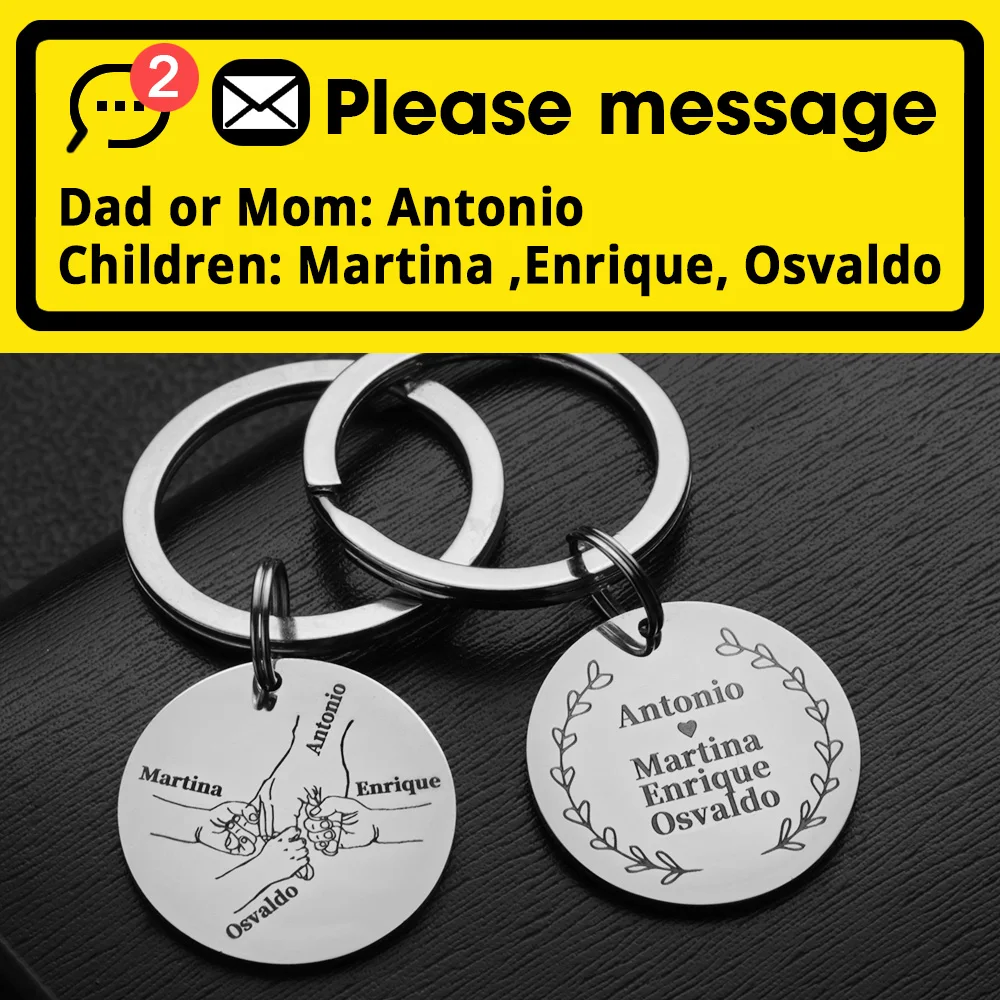 Personalisierter Schlüsselanhänger mit individuellem Namen, Vatertag, Muttertag, Papa, Mama, Schlüsselanhänger, Ringe für Auto, Anhänger, Liebesgeschenke P026S – Detail 1