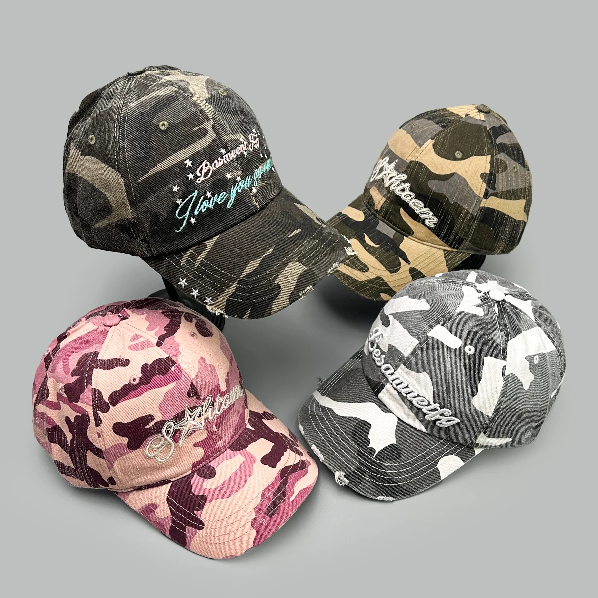 

Street Camouflage Embroidered Letters Star Baseball Hats New Women Sunshade Retro Versatile Personal Fashion Outdoor Peaked Caps