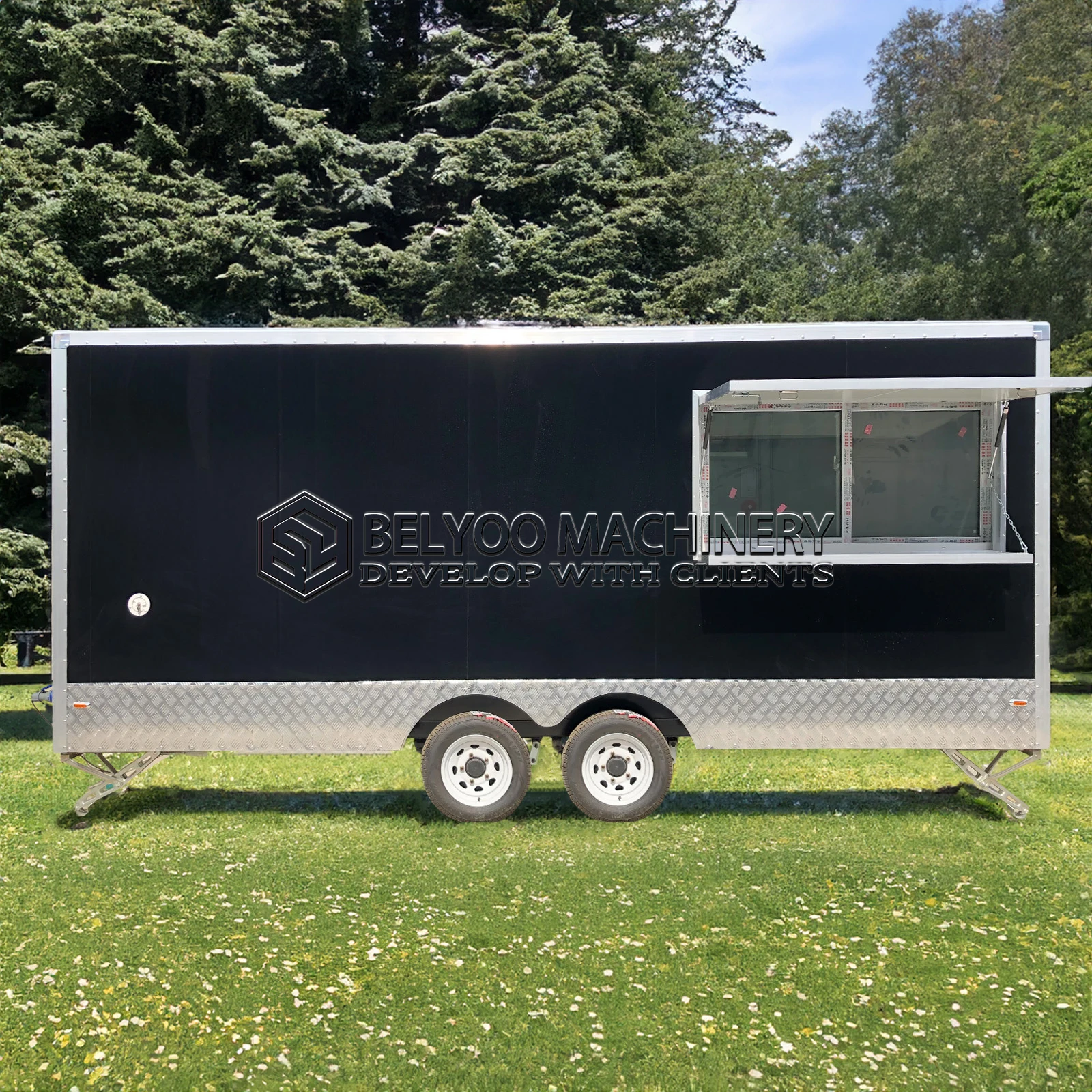 Belyoo Customized Mobile Kitchen Pizza Food Truck Purchase USA Standards BBQ Food Trailers Fully Equipped With Porch for Sale