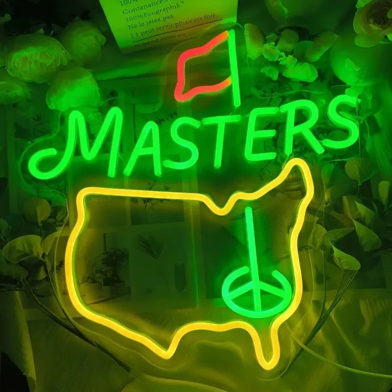 Golf Theme Neon Sign Handmade Green Dimmable Masters Neon Light Wall Decor for Gym Bar Party Ball Sports Club Logo Signs Gifts