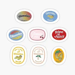 Glossier Fruit Stickers  5PCS Stickers for Kid Wall Art Decorations Room Home Anime Laptop Bumper Background Cartoon Decor