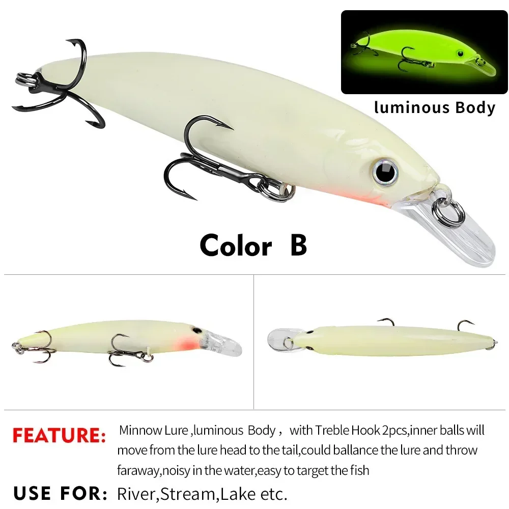 Mino 9cm 11cm Luminous Biomimetic Fake Bait Plastic Hard Bait Fish Bait Long Range Floating Mino