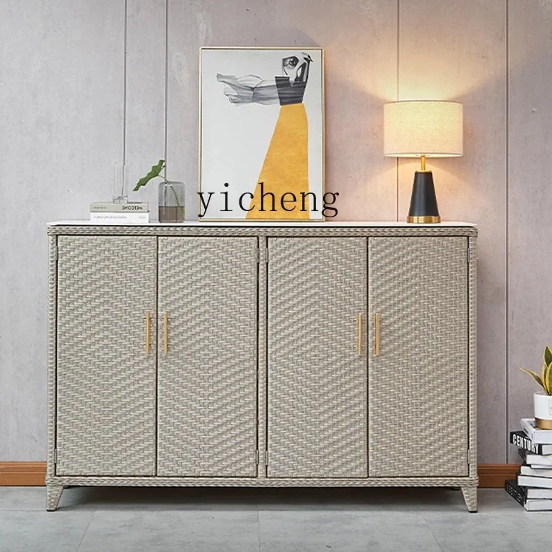 Rattan Balcony Multi-functional Locker Sunscreen Home Shoe Cabinet Modern Simple Storage CabinetD18