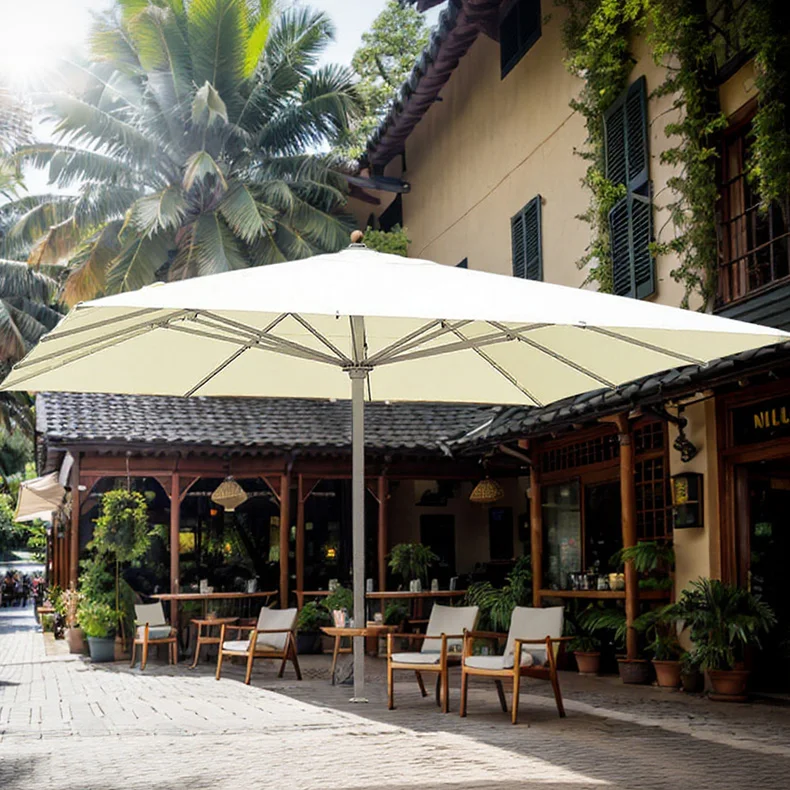 FEAMONT Large 7*7m Beach Umbrella Effective Parasol against Ultraviolet Rays Strong Wind Resistance for Tropical Resorts