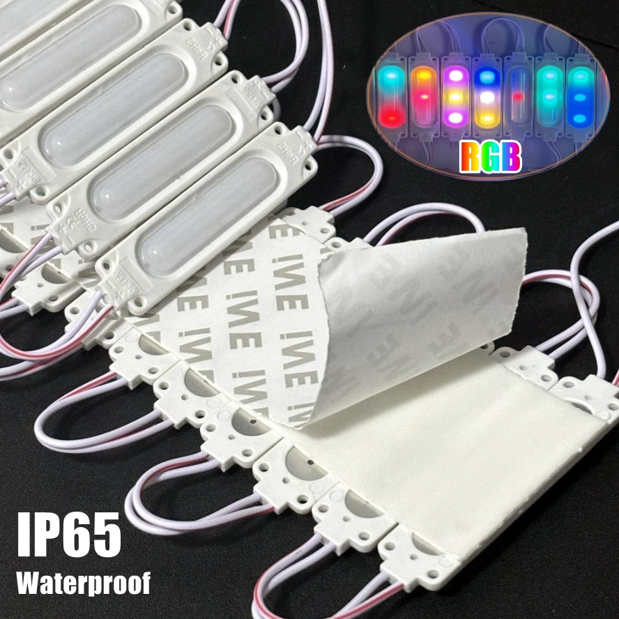10PCS 12V Colorful Flowing RGB Multicolour IP65 Led COB Module Light New Year Christmas Holiday Decorations Car Atmosphere Light