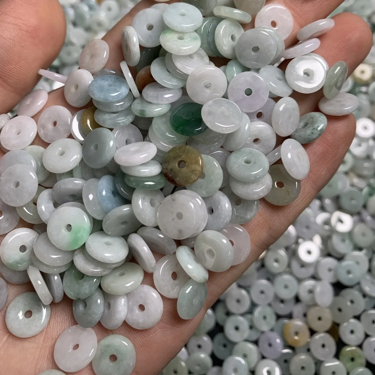 DIY Jewelry Craft Accessories Myanmar Jade Jadeite A Goods Small Jade Buckle Jewelry Loose Beads 9MM Button