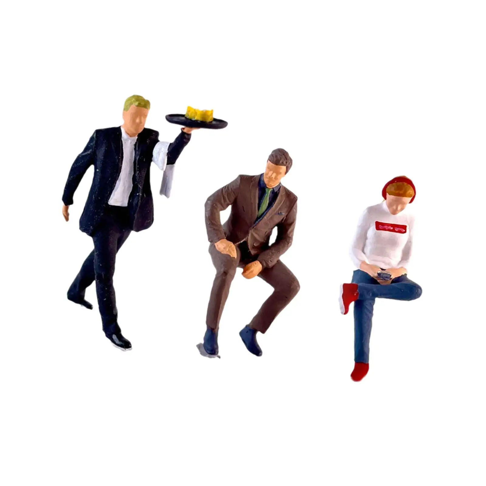 Juego de 3 mini figuras de restaurante a escala 1:64 para decoración de micropaisaje