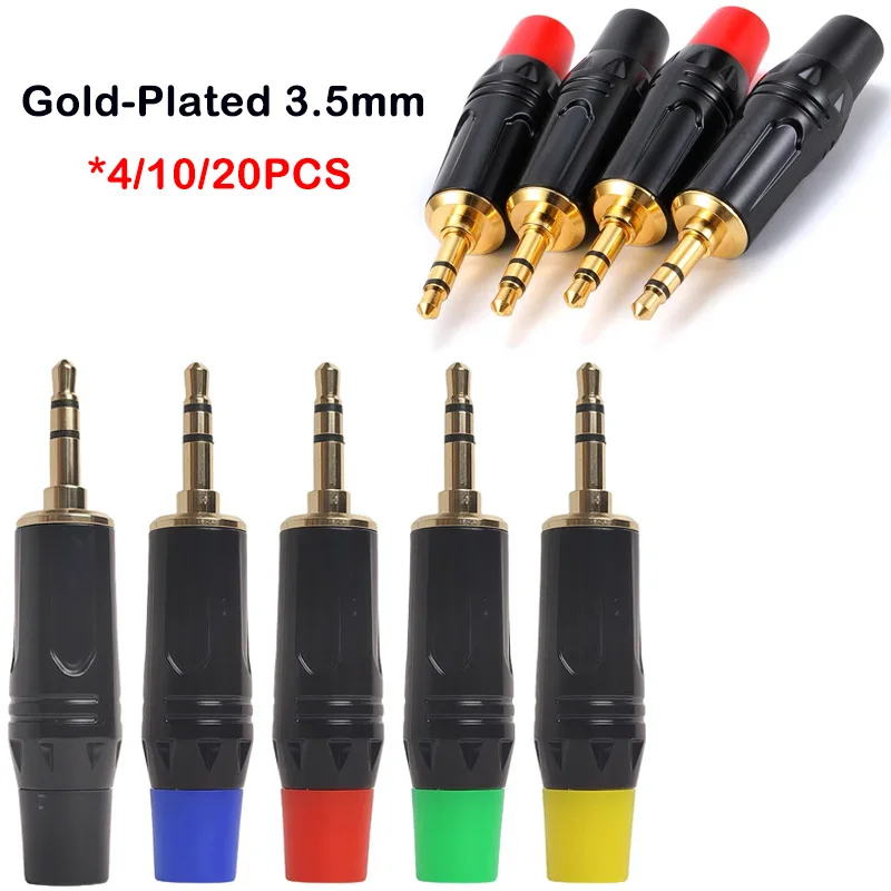 

Gold-Plated 3.5mm Stereo Audio Plug - for Headphone Microphone DIY Soldering Connector