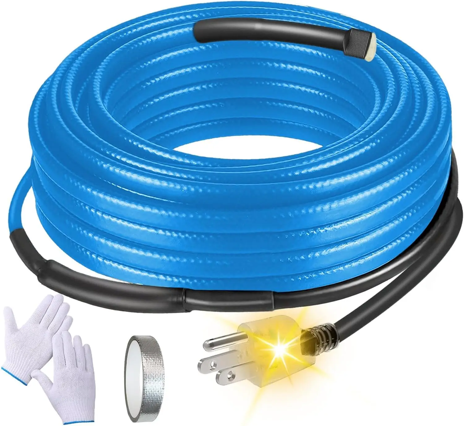 

120V Heat Tape with Thermostat for Pipe Freeze Protection, 15 Feet Heat Trace for Water Pipes, 5 W/Ft, Electric Self-reg