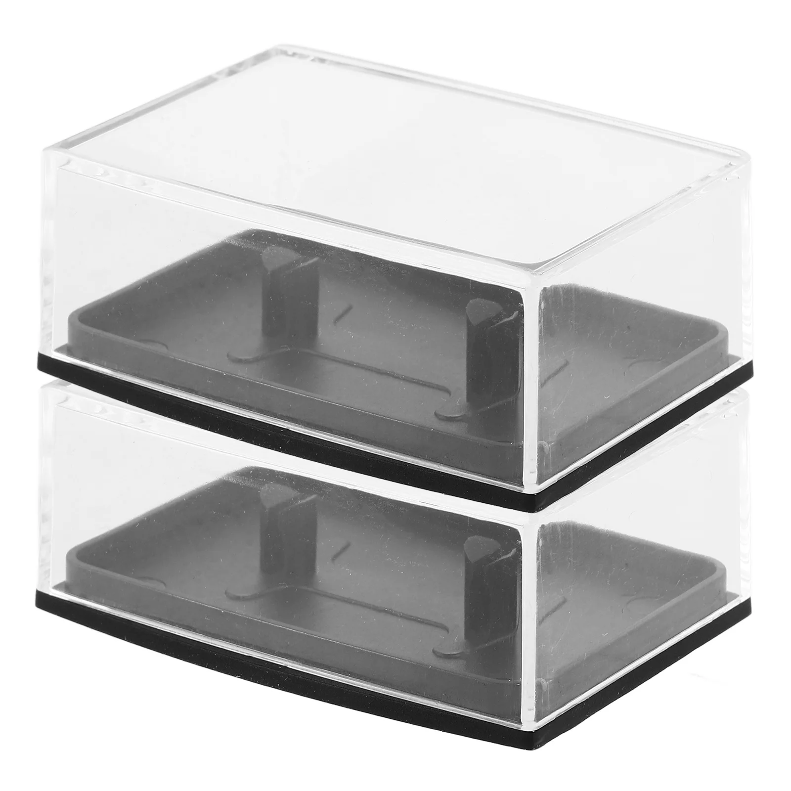 

2pcs Cufflinks Box Mens Jewelry Organizer Display Case Wear-Resistant Spacious Transparent Lid Storage for Rings Pins