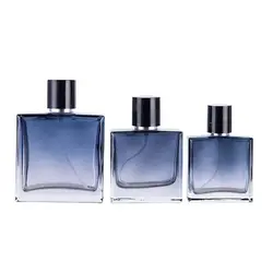 1Pcs 30/50/100ml Perfume Bottle Square Gradient Colorful Glass Empty Pump Spray Refillable Cosmetic Container Spray Bottle