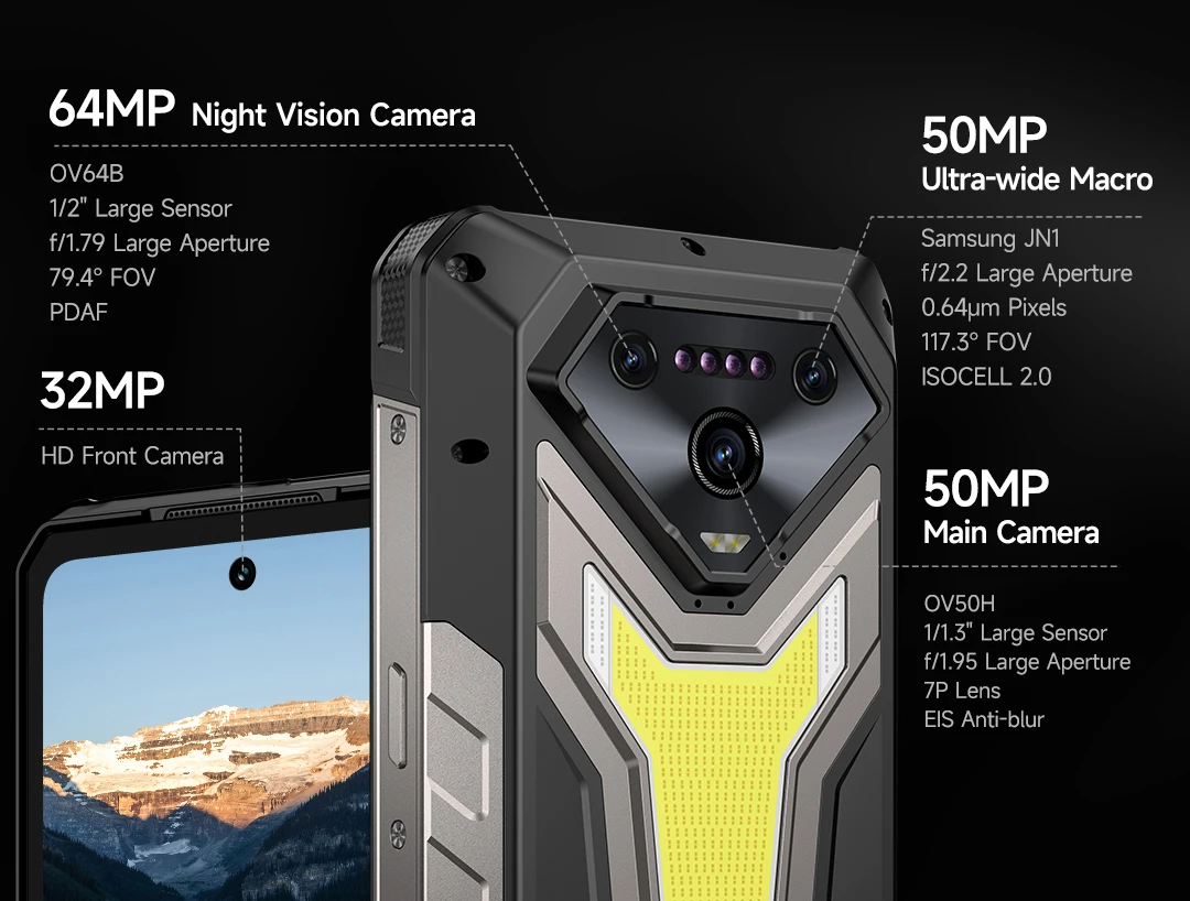 Ulefone Armor 34+ 5G Rugged Phone Smartphone Android 15 25500mAh 66W Up to 32GB+512GB 6.95" 120Hz Display Versatile LED Light