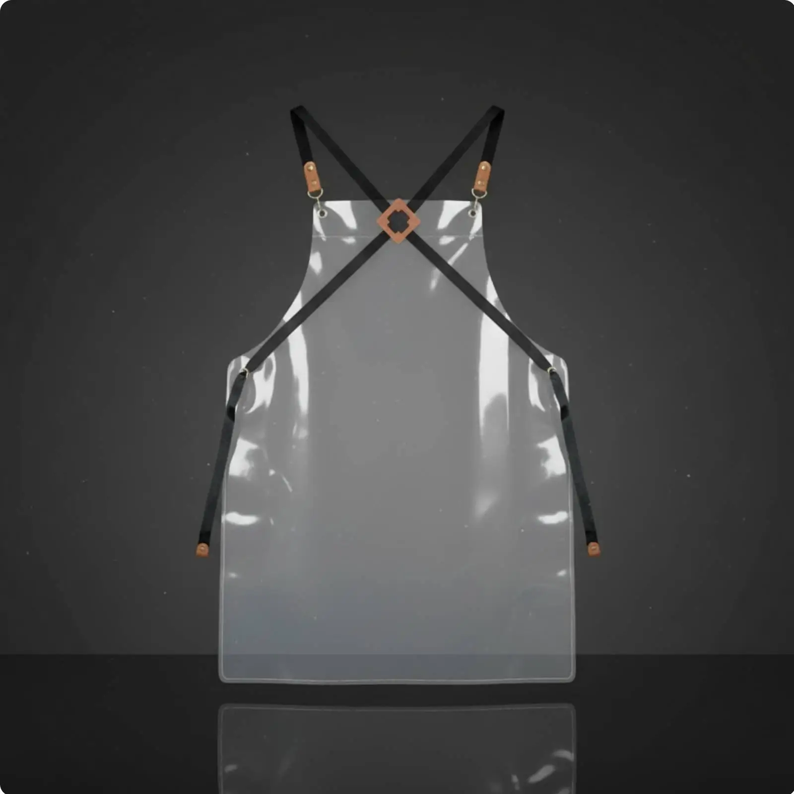 Transparent Pvc Apron Waterproof Oilproof Kitchen Smock Adjustable Cross Back Strap for Baking Art Salon