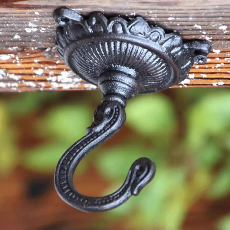European Ceiling Top Hook Cast Iron Household Chlorophytum Comosum Basket Hook Retro Creative Craft Decoration Indoor Wall Hook