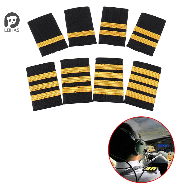 1Pair Clothing Decor Epaulettes Professional Pilots Uniform Epaulets Bars Shirts Craft Shoulder Badges Garment DIY Accessory